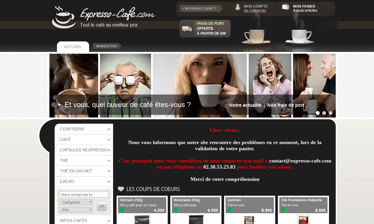 expresso-cafe.com, tout le café au meilleur prix Café et thé
